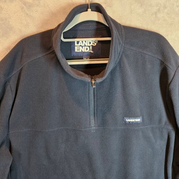 Lands End Mens 2XL-T Fleece Pullover Jacket Black Pullover Jacket Outdoor Hiking - Picture 4 of 12